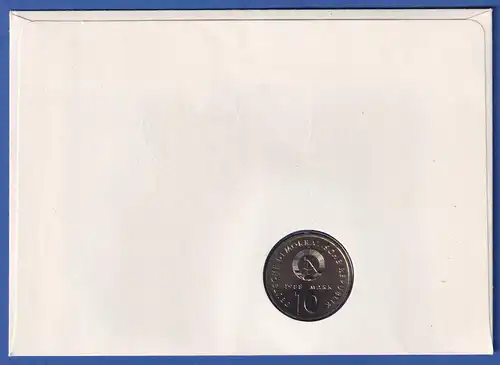 Offiz. DDR-Numisbrief mit 10 Mark Gedenkmünze Olympiade 1988 und DDR Block 94