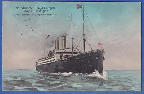 AK Lloyd-Dampfer George Washington, gelaufen 1909 von Bremen nach Mauer BW