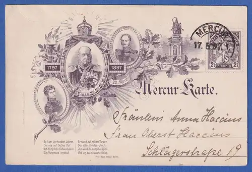 Mercur-Karte - private Stadtpost in Hannover, gelaufen am 17.5.1897