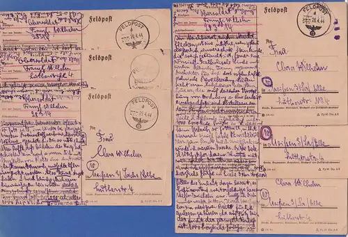 Konvolut von 6 Feldpostkarten von der Ostfront nach Meißen vom April 1944