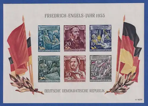 DDR 1955 Friedrich-Engels-Block Mi.-Nr. Block 13 Y II postfrisch ** 