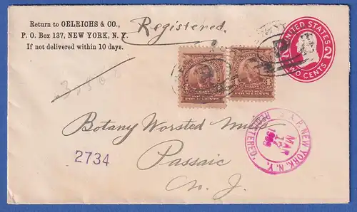 USA 1909 4 Cent Mi.-Nr. 141 X A , 2 deutlich untersch. Formate auf R-Brief