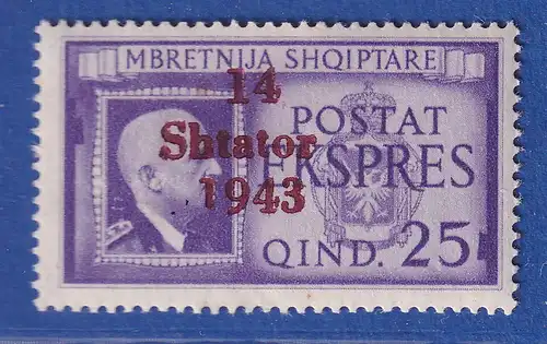 Dt. Besetzung 2.WK, Albanien Mi.-Nr. 14 mit Aufdruckfehler VI ungebraucht *