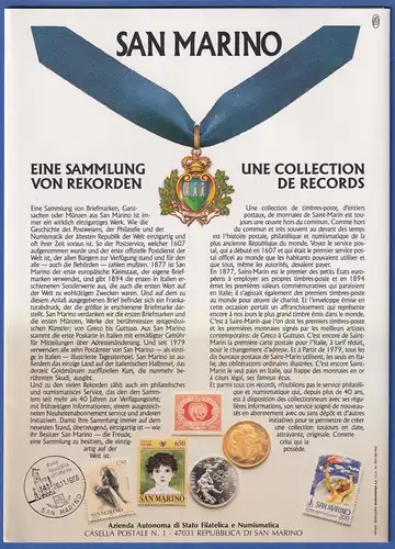 San Marino 1986 Alle Briefmarken und Gedenkblock des Jahrgangs im Folder **