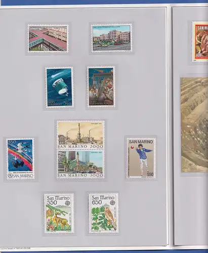 San Marino 1986 Alle Briefmarken und Gedenkblock des Jahrgangs im Folder **