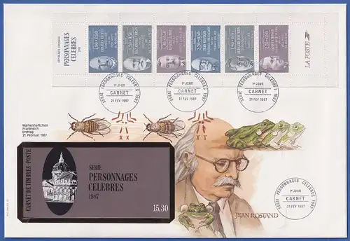 Frankreich 1987 Mi.-Nr. 2592-2597 w Heftchenblatt auf großformatigem FDC