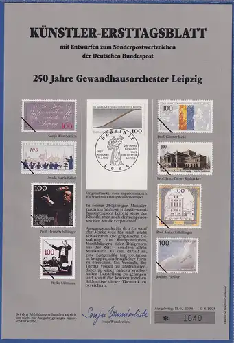 Künstler-Ersttagsblatt 1993 Gewandhausorchester Leipzig