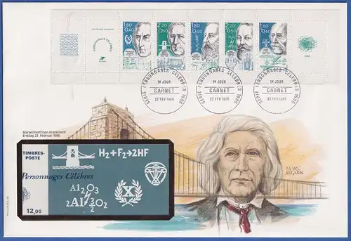 Frankreich 1986 Mi.-Nr. 2532-2536 Heftchenblatt auf großformatigem FDC