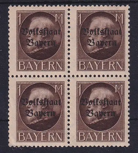 Bayern Ludwig III. Volksstaat Bayern 1 Mark  Mi.-Nr. 128 I A Viererblock **