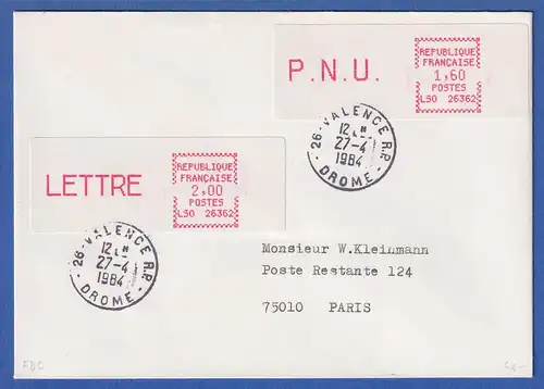 Frankreich ATM  LS0 26362 Ausstellung Valence sp. Ecken 2 ATM auf Brief 