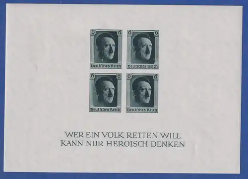 Deutsches Reich 1937 Hitler-Block ungezähnt Mi.-Nr.Block 8 ** gepr. SCHLEGEL BPP