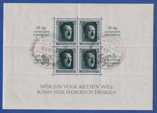 Dt. Reich 1937 Kulturförderung Mi.-Nr. Block 9 ET-Stempel HAMBURG 10.6.37