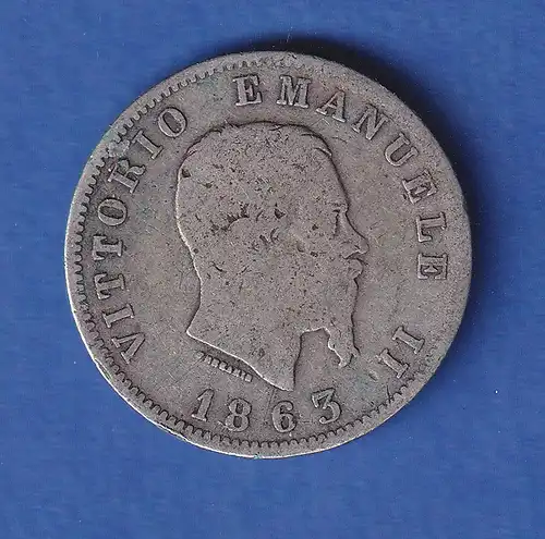 Italien 1863 Silber-Kursmünze 1 Lira 5g Ag835