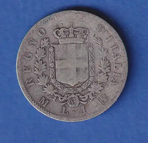 Italien 1863 Silber-Kursmünze 1 Lira 5g Ag835