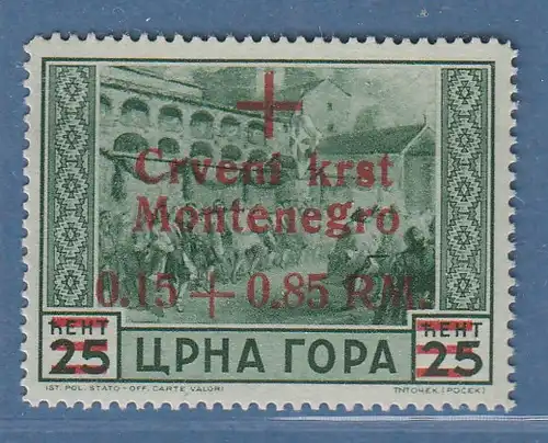 Dt. Besetzung 2.WK Montenegro Rotes Kreuz Mi.-Nr. 29 ** gepr. Brunel BPP