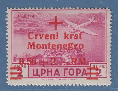 Dt. Besetzung 2.WK Montenegro Rotes Kreuz Mi.-Nr. 35 ** 