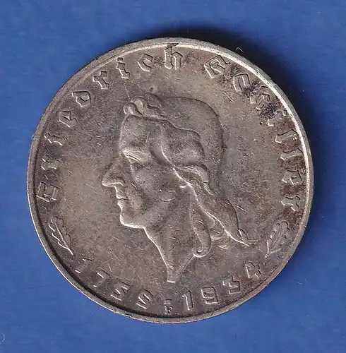 Deutsches Reich 2 Reichsmark - Gedenkmünze Friedrich Schiller 1934 F