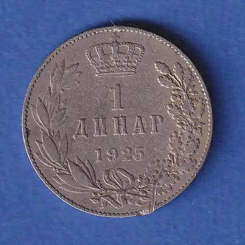 Jugoslawien 1925 Kursmünze 1 Dinar - König Alexander I. 