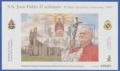 Venezuela 1996 Besuch von Papst Johannes Paul II. Mi.-Nr. Block 48 postfrisch **