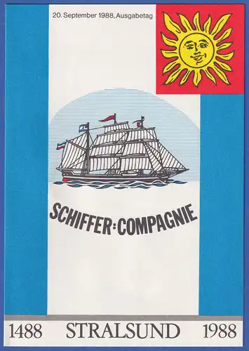 DDR 1988 Schiffer-Compagnie Stralsund Mi.-Nr. 3198-3201 mit ET-O im Folder