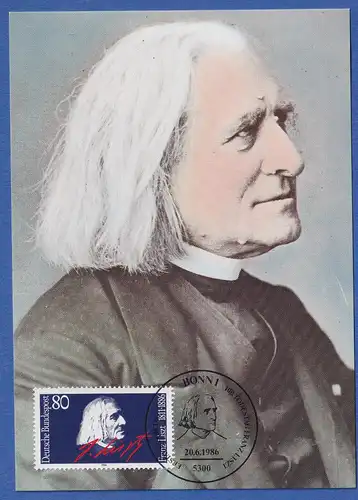 Bund 1986 Franz Liszt Mi.-Nr. 1285 mit ET-O auf schöner Maximumkarte
