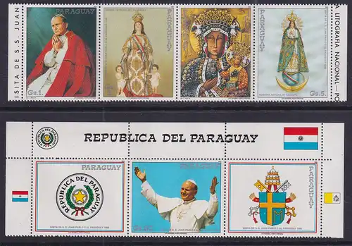 Paraguay 1988 Besuch von Papst Johannes Paul II. Mi.-Nr. 4212-4216 postfrisch **