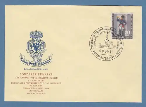 Berlin 1954 Postillon Mi.-Nr. 120 auf amtlichem FDC mit ET-Sonder-O 4.8.54 