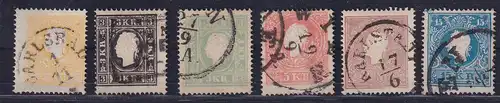 Österreich 1859 Kaiser Franz Joseph Mi.-Nr. 10 II - 15 II gestempelt