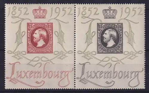 Luxemburg 1952 100 Jahre Briefmarken Mi.-Nr. 488-89 Paar postfrisch **