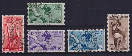 Italien 1934 Fußball-WM Mi.-Nr. 479-483 gestempelt, Nr. 483 gepr. Sorani