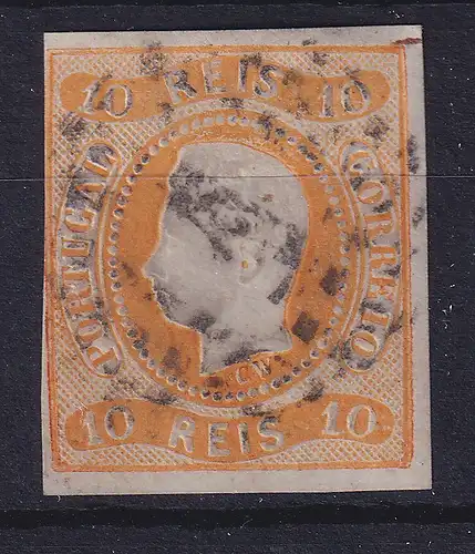 Portugal 1866 König Luis I. 10 Reis Mi.-Nr. 18 links berührt, gestempelt