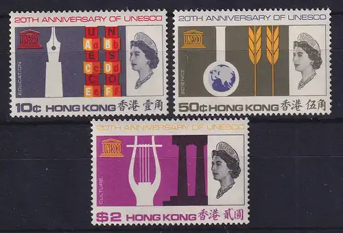 Honkong 1966 - 20 Jahre UNESCO Mi.-Nr. 224-226 postfrisch **