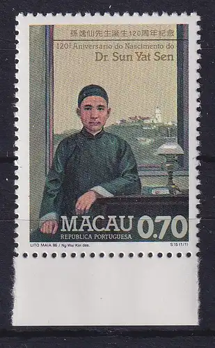 Macau 1986 Sun Yatsen Mi.-Nr. 566 postfrisch **