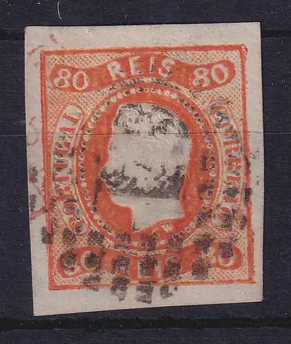 Portugal 1866 König Luis I. 80 Reis orange Mi.-Nr. 22 gestempelt
