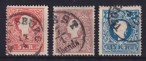 Österreich 1858 Kaiser Franz Joseph Mi.-Nr. 13-15 Type I gestempelt