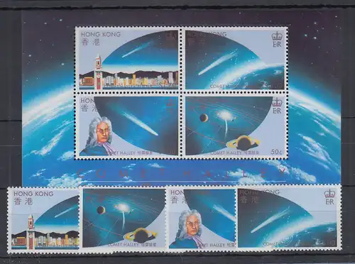 Hongkong 1986 Halleyscher Komet Mi.-Nr. 478-81 und Block 6 postfrisch **