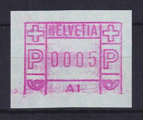 Schweiz 1976, 1. FRAMA-ATM Standort A1 Druck ohne Unterlinie **