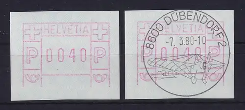 Schweiz 1979 FRAMA-ATM Mi-Nr. 3.1a ohne Unterlinie ** bzw. mit Voll-O DÜBENDORF