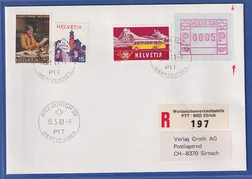 Schweiz 1979 FRAMA-ATM Mi-Nr 3.1a Unterdruck rechts fehlend auf R-Brief