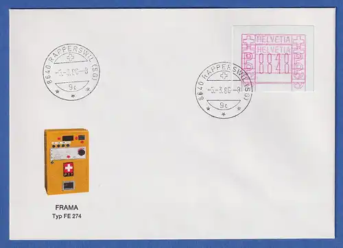 Schweiz FRAMA-ATM Mi-Nr 3.1a schöner Doppeldruck 2x Wert 0040 auf Umschlag 
