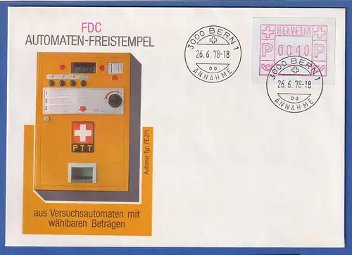 Schweiz FRAMA-ATM Mi-Nr. 2  grosses HELVETIA auf Schmuck-FDC 26.6.78