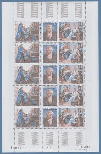 Monaco 1981 Mi.-Nr. 1470-1472 Wolfgang Amadeus Mozart kpl. Bogen **