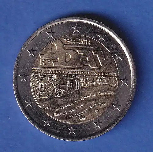 Frankreich 2014 2-Euro-Sondermünze D-Day bankfr. unzirk. 