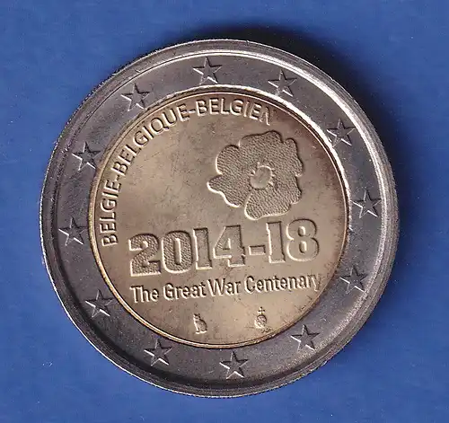 Belgien 2014 2-Euro-Sondermünze Erster Weltkrieg 1914-18 bankfr. unzirk. 