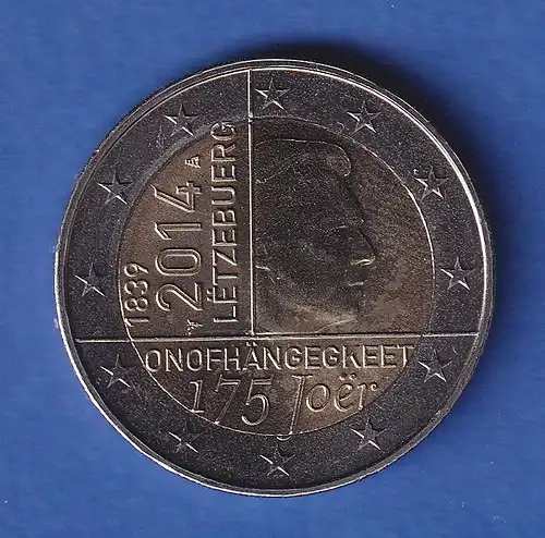 Luxemburg 2014 2-Euro-Sondermünze 175 Jahre Unabhängigkeit bankfr. unzirk. 