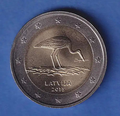 Lettland 2015 2-Euro-Sondermünze Schwarzstorch bankfr. unzirk. 