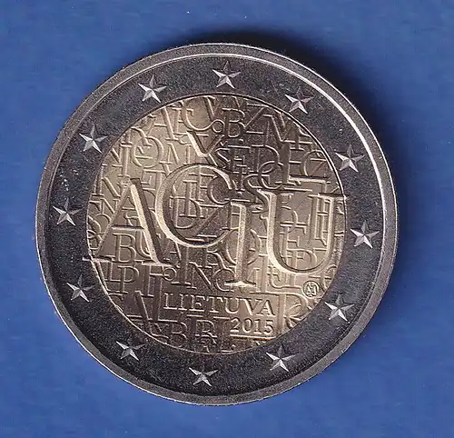 Litauen 2015 2-Euro-Sondermünze Litauische Sprache bankfr. unzirk. 