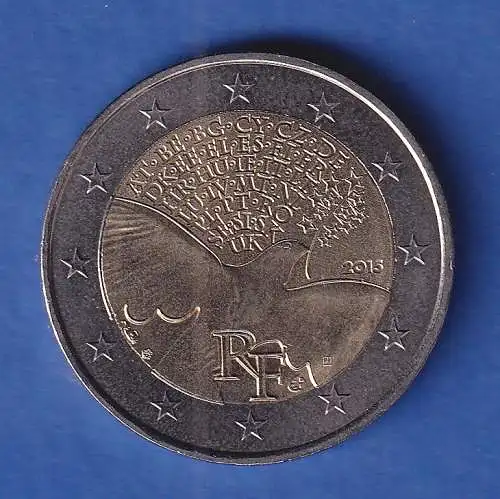 Frankreich 2015 2-Euro-Sondermünze 70 Jahre Frieden in Europa bankfr. unzirk. 