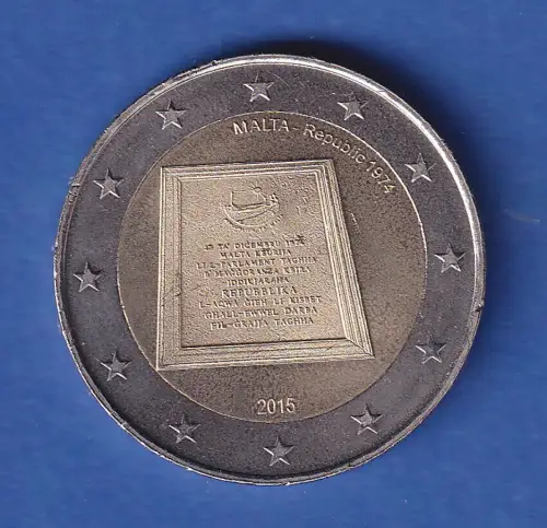 Malta 2015 2-Euro-Sondermünze Gedenktafel bankfr. unzirk. 