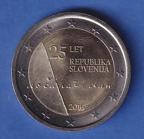 Slowenien 2016 2-Euro-Sondermünze 25 Jahre Unabhängigkeit bankfr. unzirk. 